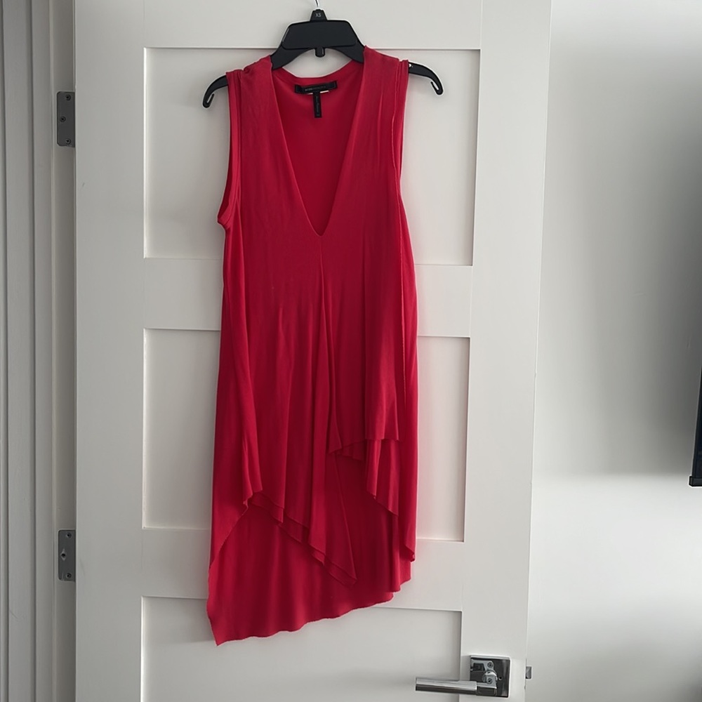 BCBG asymmetrical red shirt
